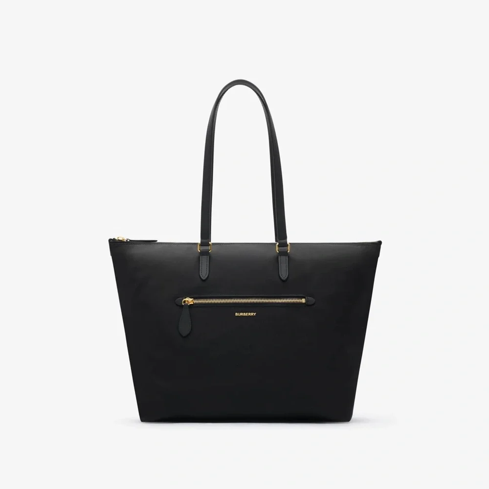 Burberry Black Nylon Tote Gold Zip Detail